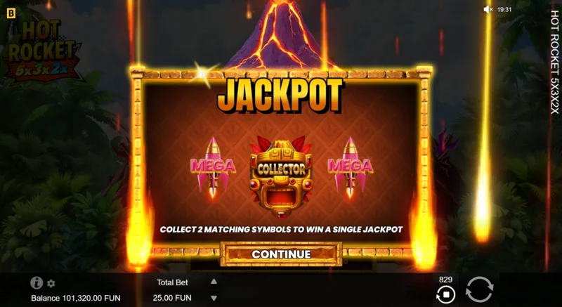 Hot Rocket 5x 3x 2x - fillimi i Jackpot Spins me raketën mbledhëse në qendër